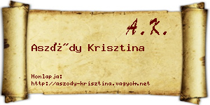 Aszódy Krisztina névjegykártya