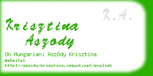 krisztina aszody business card